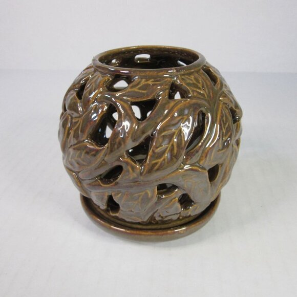 PartyLite Tealight Holder Exotic Roots Brown Bronze Home Rare Retired P13D/P9806 - Picture 2 of 6